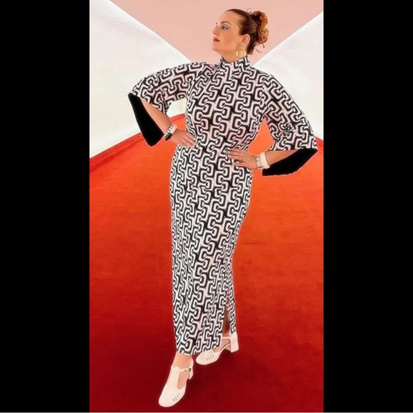 NWT Mod Retro Black & White Maxi Kimono Sleeve Dress - Picture 8 of 8